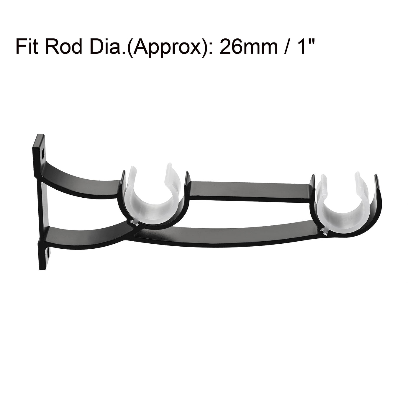 uxcell Uxcell Curtain Rod Bracket, 3pcs Fit for 1" Dia. Drapery Rod Aluminum Alloy Holder Brackets, 7.5" Long Matte Black with Screws