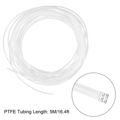 Harfington Uxcell PTFE Tubing Hose High Temperature Multifunctional Pipe White 0.6mm/0.02''ID x 1mm/0.04''OD x 16.4ft with Tube Cutter