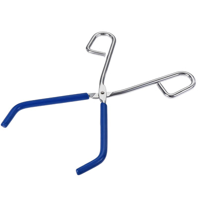 uxcell Uxcell Lab Beaker Tongs Stainless Steel Chrome Plated 10-inch Opens up to 200mm Width Blue