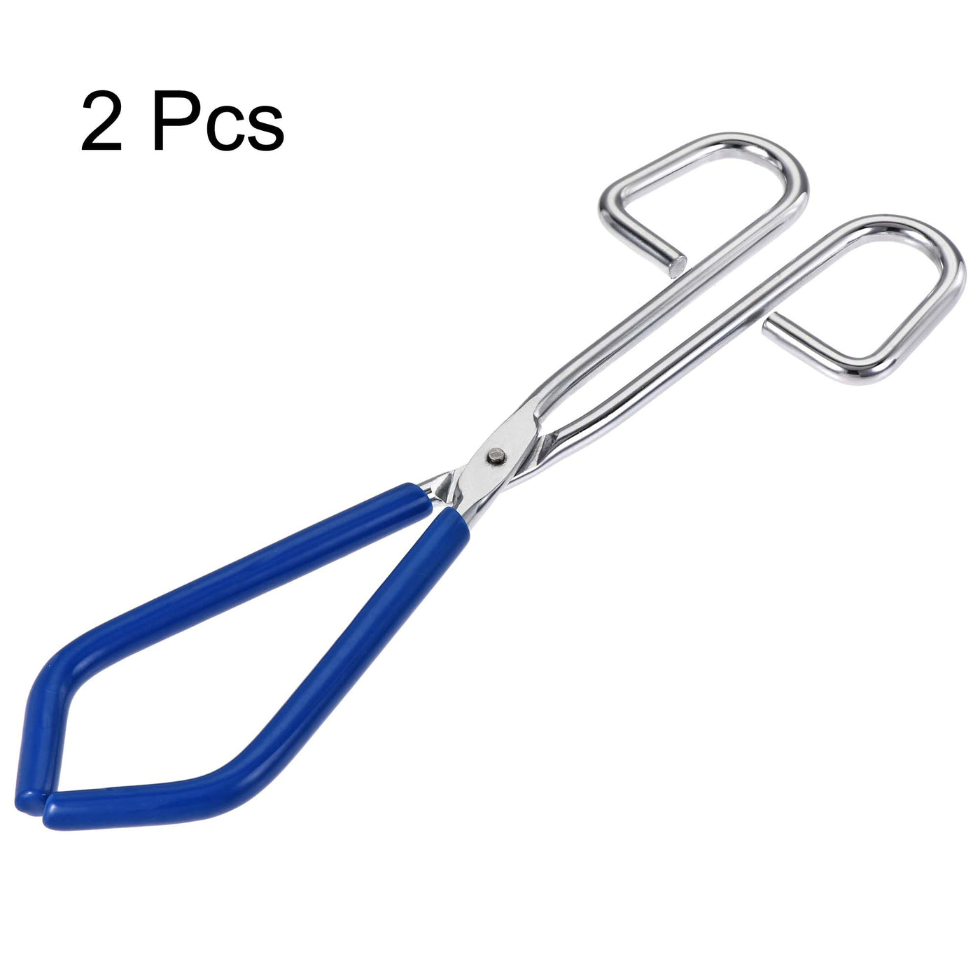 uxcell Uxcell Lab Beaker Tongs Stainless Steel Chrome Plated 10-inch Opens up to 200mm Width Blue 2Pcs
