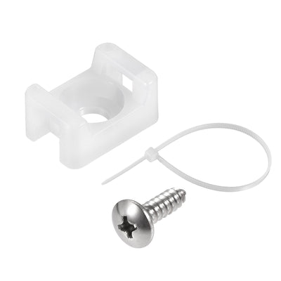 Harfington Uxcell 14.6mm x 10mm x 6.85mm Nylon Cable Fasten Clip with Screws and Ties White 50 Set
