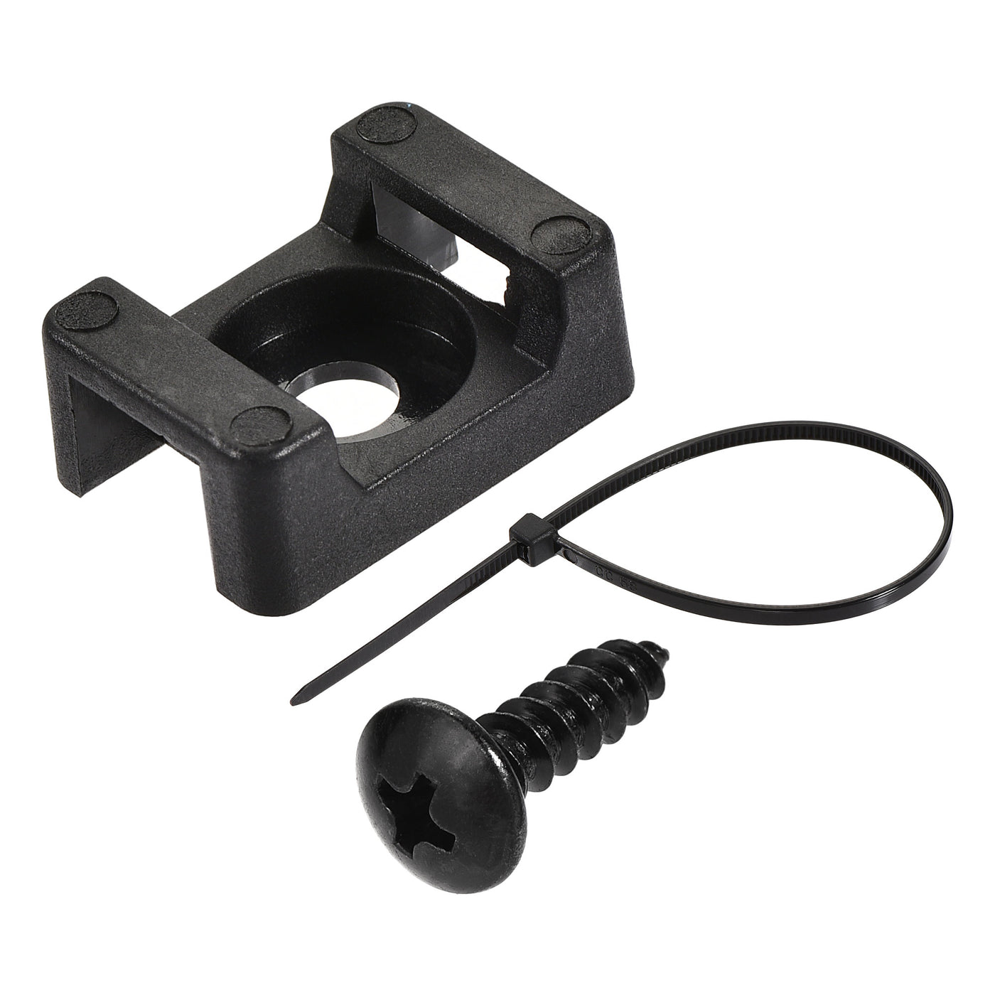 uxcell Uxcell 22.3mmx15.6mmx9.1mm Nylon Cable Fasten Clip with Screws and Ties Black 50 Set