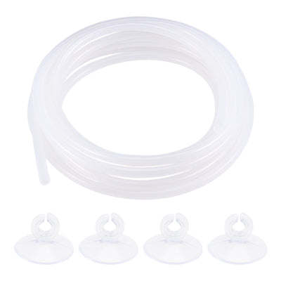 Harfington Uxcell Silicone Tubing 4mm ID 6mm(1/4") OD 5m Aquarium Pump Air Water Hose with Suction Cups Clips
