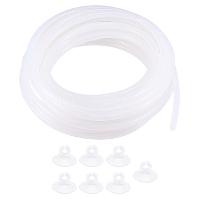 uxcell Uxcell Silicone Tubing 4mm ID 6mm(1/4") OD 10m Aquarium Pump Air Water Hose with Suction Cups Clips