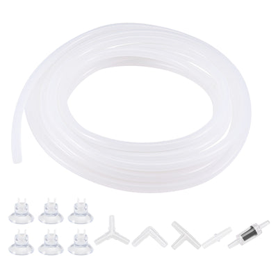 uxcell Uxcell Silicone Tubing 4mm ID 6mm(1/4") OD 5m Aquarium Pump Air Water Hose with Check Valves, Suction Cups, Connectors