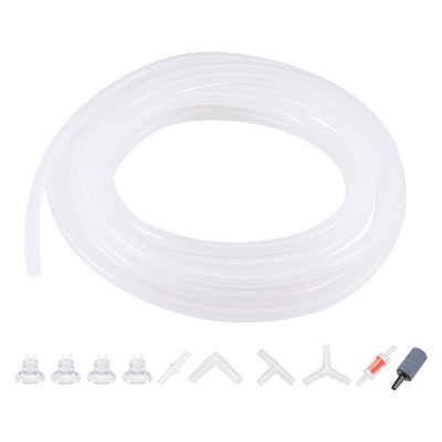 uxcell Uxcell Silicone Tubing 4mm ID 6mm(1/4") OD 5m for Aquarium with Check Valves, Suction Cups, Connectors, Air Stone