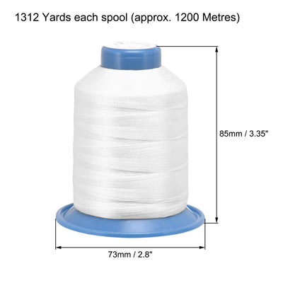 Harfington Uxcell Bonded Polyester Threads Extra-strong 1312 Yards 210D/0.32mm (Snow, 2pcs)