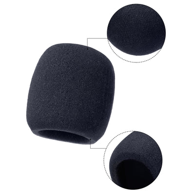 Harfington Uxcell 4Pcs Foam Microphone Covers Ball-Type Thicken for  or 45-55mm Mic Black