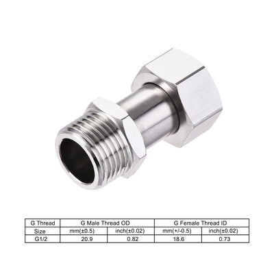 Harfington Uxcell Straight G1/2 Male to Female Pipe Fitting Connector with Gasket Nickel Plated Copper 2Pcs