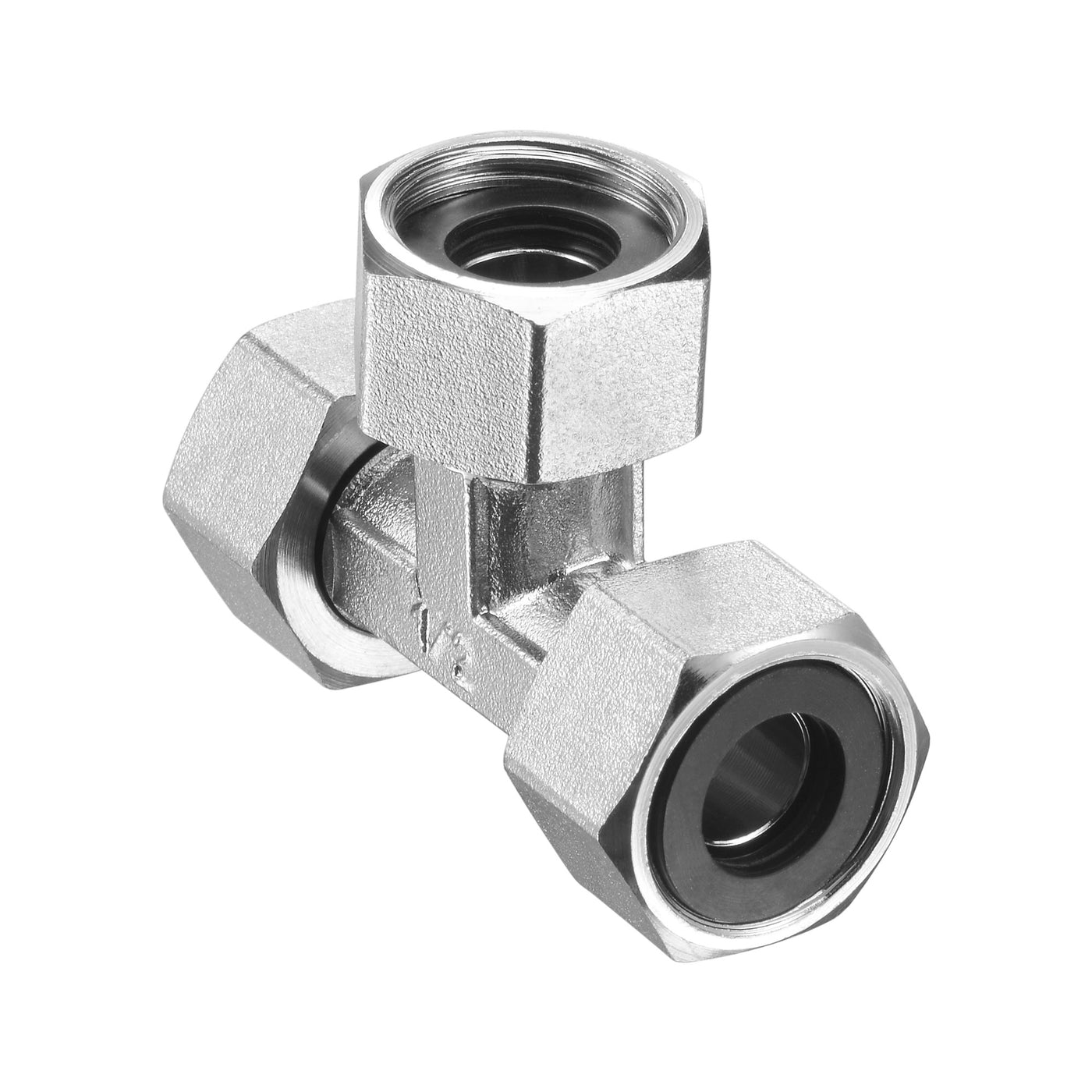 uxcell Uxcell Pipe Fitting Tee G1/2 Female Thread 3 Way T Shape Swivel Nut Hose Connector Adapter, Nickel-Plated Copper