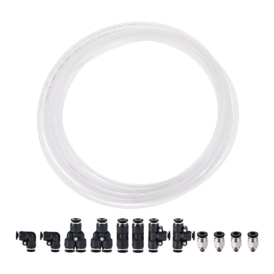 uxcell Uxcell Pneumatic 4mm OD Nylon Air Hose Pipe Tube Kit 10M White with Push to Connect Fittings
