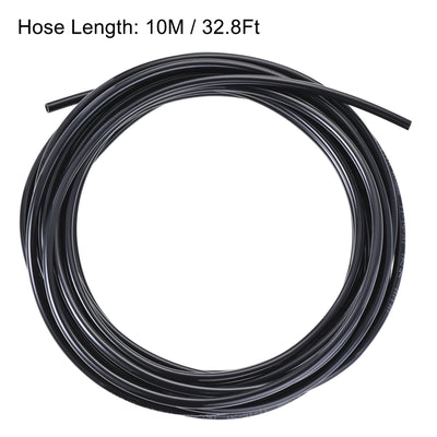 Harfington Uxcell Pneumatic 6mm OD PU Air Hose Pipe Tube Kit 10M Black with Push to Connect Fittings