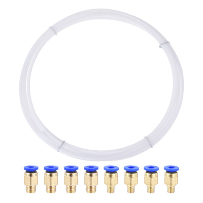 uxcell Uxcell Pneumatic PTFE Air Tubing Kit Hose Air Line Tubing 4mm OD 4M White with M6 M8 Push to Connect Fittings