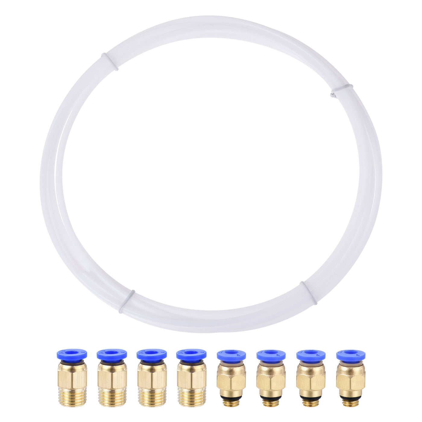 uxcell Uxcell Pneumatic PTFE Air Tubing Kit Hose Air Line Tubing 4mm OD 4M White with M6 M10 Push to Connect Fittings