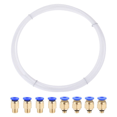 uxcell Uxcell Pneumatic PTFE Air Tubing Kit Hose Air Line Tubing 4mm OD 4M White with M5 M8 Push to Connect Fittings