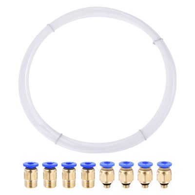 uxcell Uxcell Pneumatic PTFE Air Tubing Kit Hose Air Line Tubing 4mm OD 4M White with M5 M10 Push to Connect Fittings