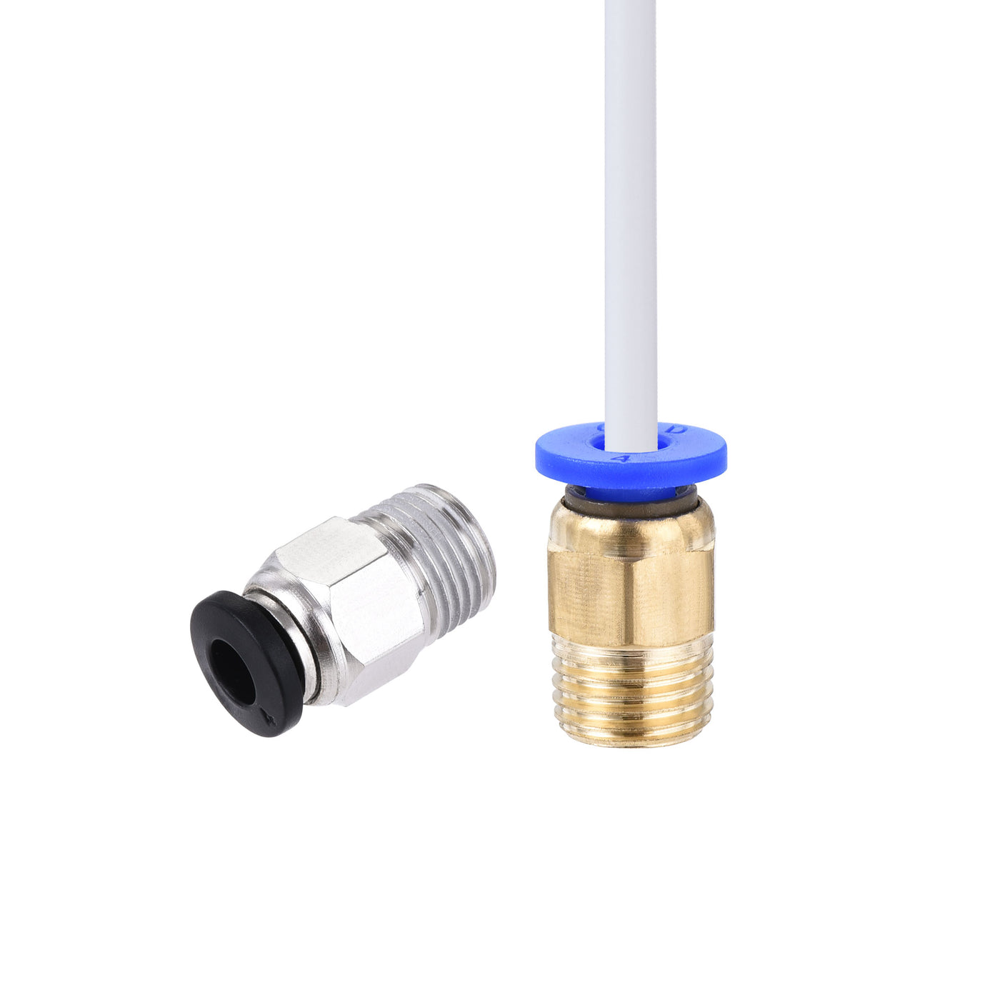 uxcell Uxcell Pneumatic PTFE Air Tubing Kit Hose Air Line Tubing 4mm OD 2M White with M10 G1/8 Push to Connect Fittings