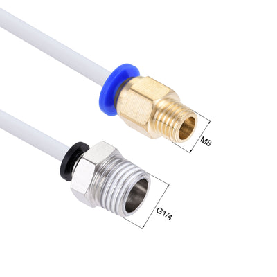 Harfington Uxcell Pneumatic PTFE Air Tubing Kit Hose Air Line Tubing 4mm OD 2M White with M8 G1/4 Push to Connect Fittings