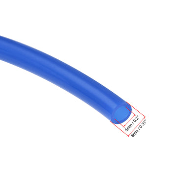 Harfington Uxcell Pneumatic 8mm OD PU Air Tubing Kit Hose Air Line Tubing 10M Blue with Push to Connect Fittings
