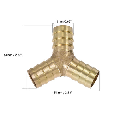 Harfington Uxcell Barb Hose Fitting 10mm OD Y Shape Pipe Connector Brass 2Pcs with 6Pcs 6-12mm Hose Clamps for Water Fuel Air