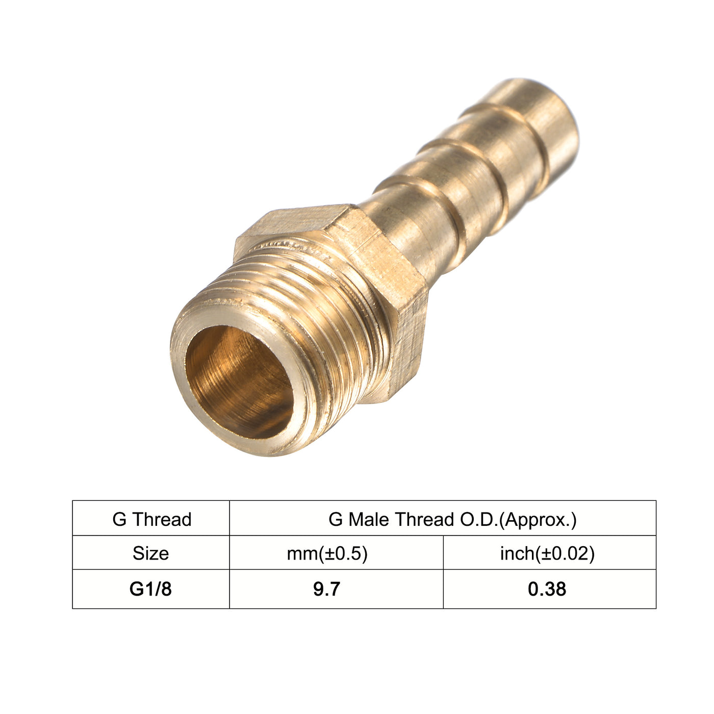 uxcell Uxcell Brass Hose Barb Fitting Straight 6mm x G1/8 Male Thread Pipe Connector with Stainless Steel Hose Clamp, Pack of 3