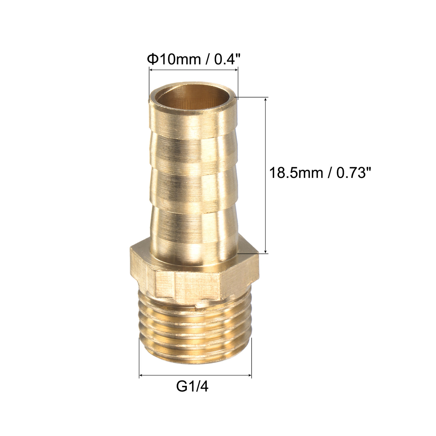 uxcell Uxcell Brass Hose Barb Fitting Straight Male Thread Pipe Connector with Stainless Steel Hose Clamps