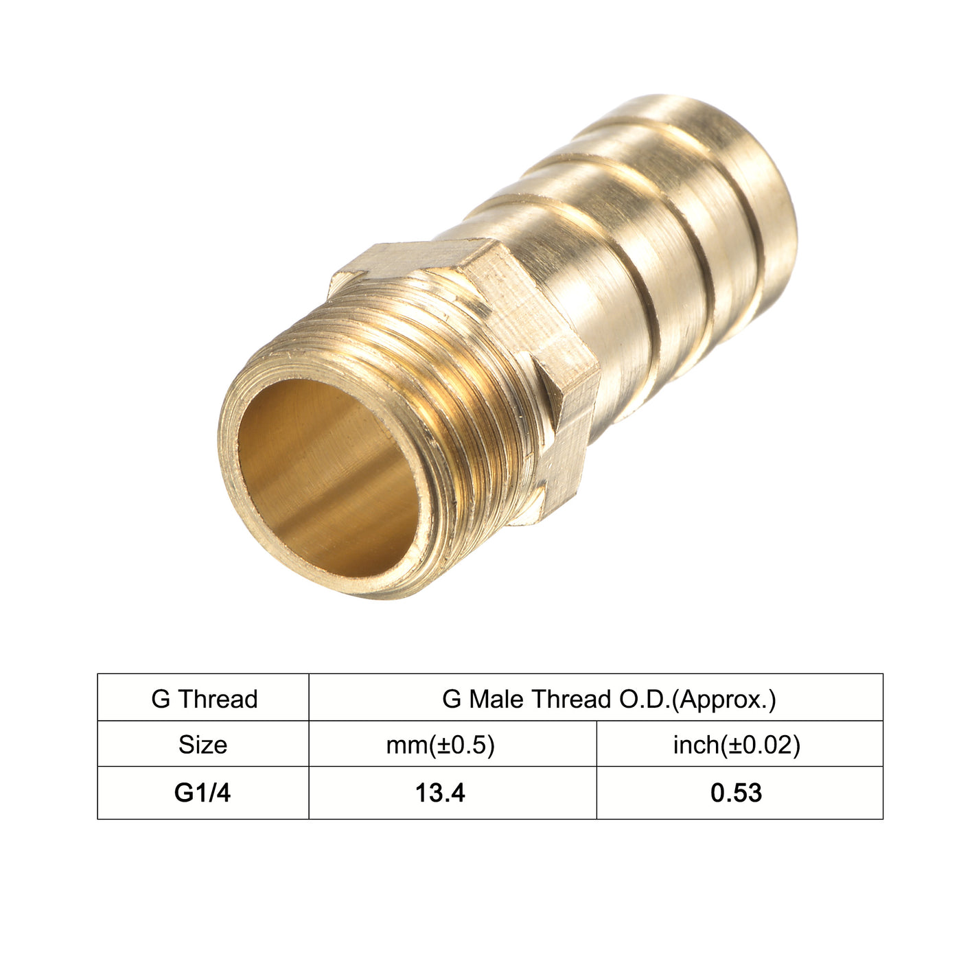 uxcell Uxcell Brass Hose Barb Fitting Straight Male Thread Pipe Connector with Stainless Steel Hose Clamps