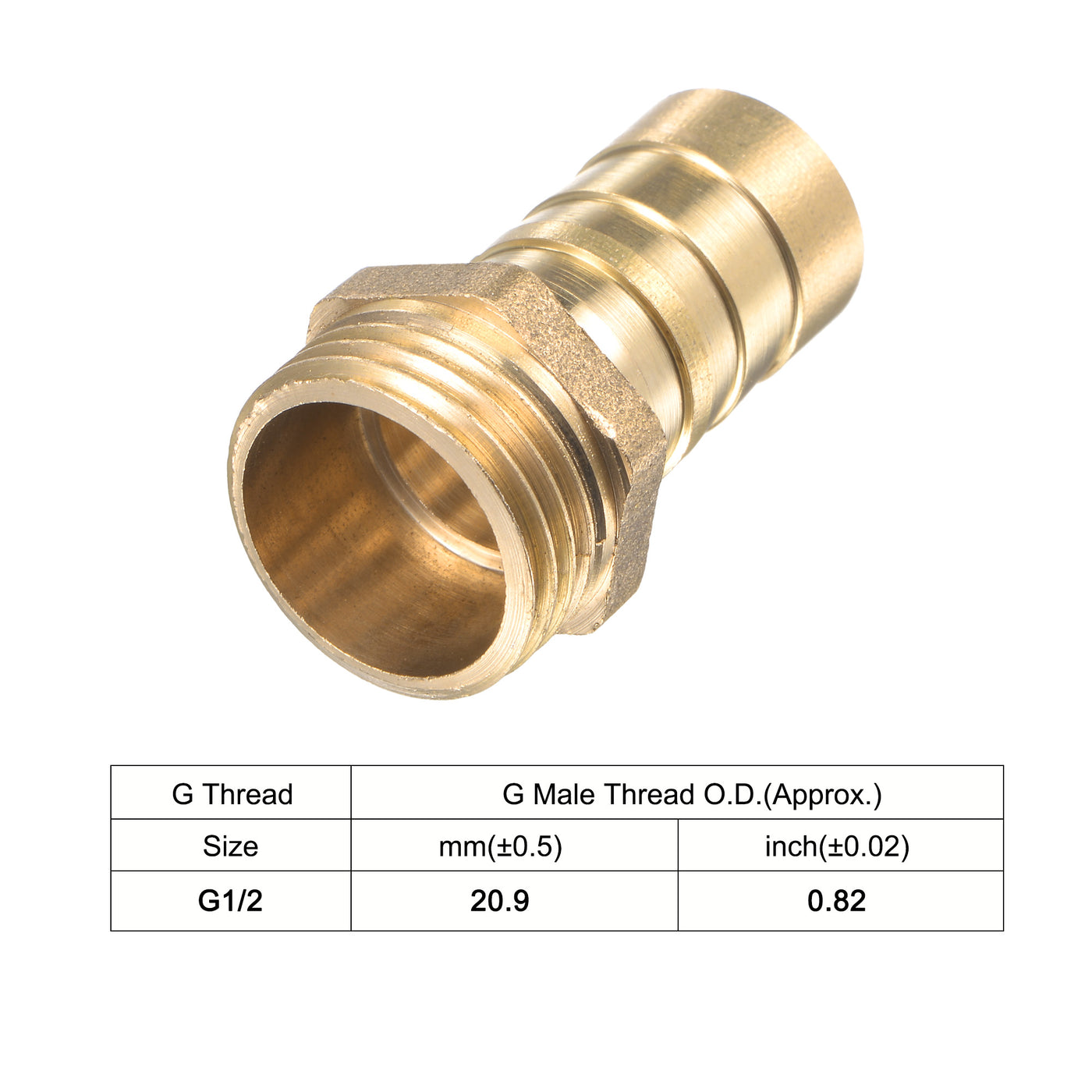 Uxcell Uxcell Brass Hose Barb Fitting Straight 6mm x G1/2 Male Thread Pipe Connector with Stainless Steel Hose Clamp, Pack of 2