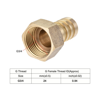 Harfington Uxcell Brass Barb Hose Fitting Connector Adapter 19mm Barbed x G3/4 Female Pipe with 16-25mm Hose Clamp 2Set