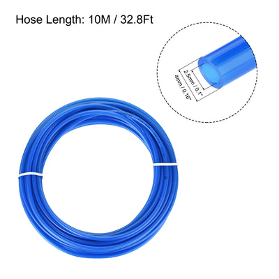 Harfington Uxcell Pneumatic 4mm OD Polyurethane PU Air Hose Tubing Kit 10 Meters Clear with 14 Pcs Push to Connect Fittings