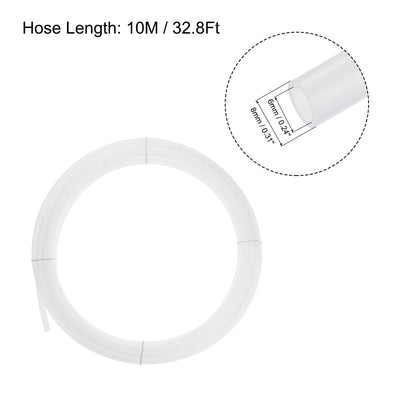 Harfington Uxcell Pneumatic 8mm OD Nylon Air Hose Tubing Kit 10 Meters White with 16 Pcs Push to Connect Fittings