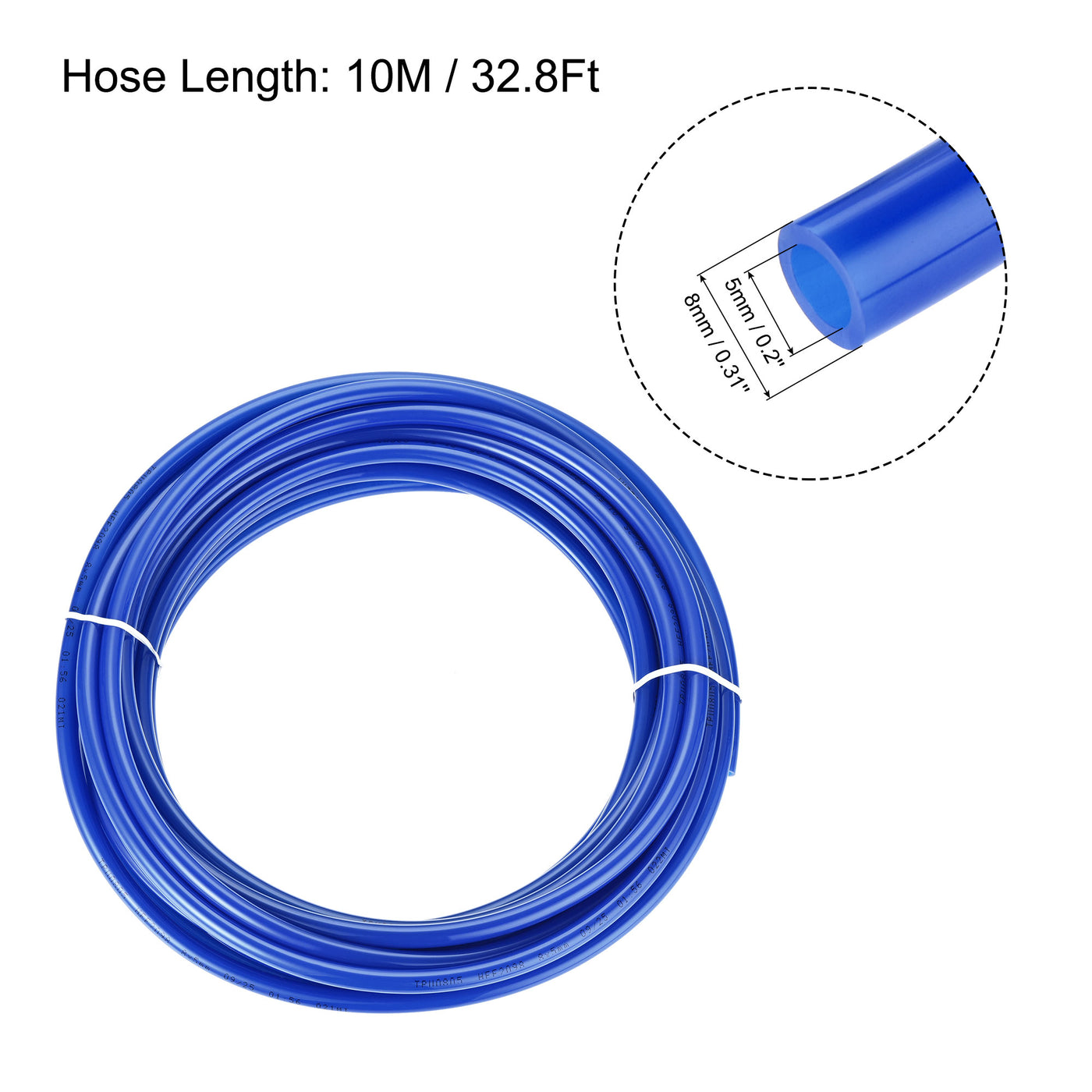 Uxcell Uxcell Pneumatic 8mm OD Polyurethane PU Air Hose Tubing Kit 10 Meters Blue with 10 Pcs Push to Connect Fittings