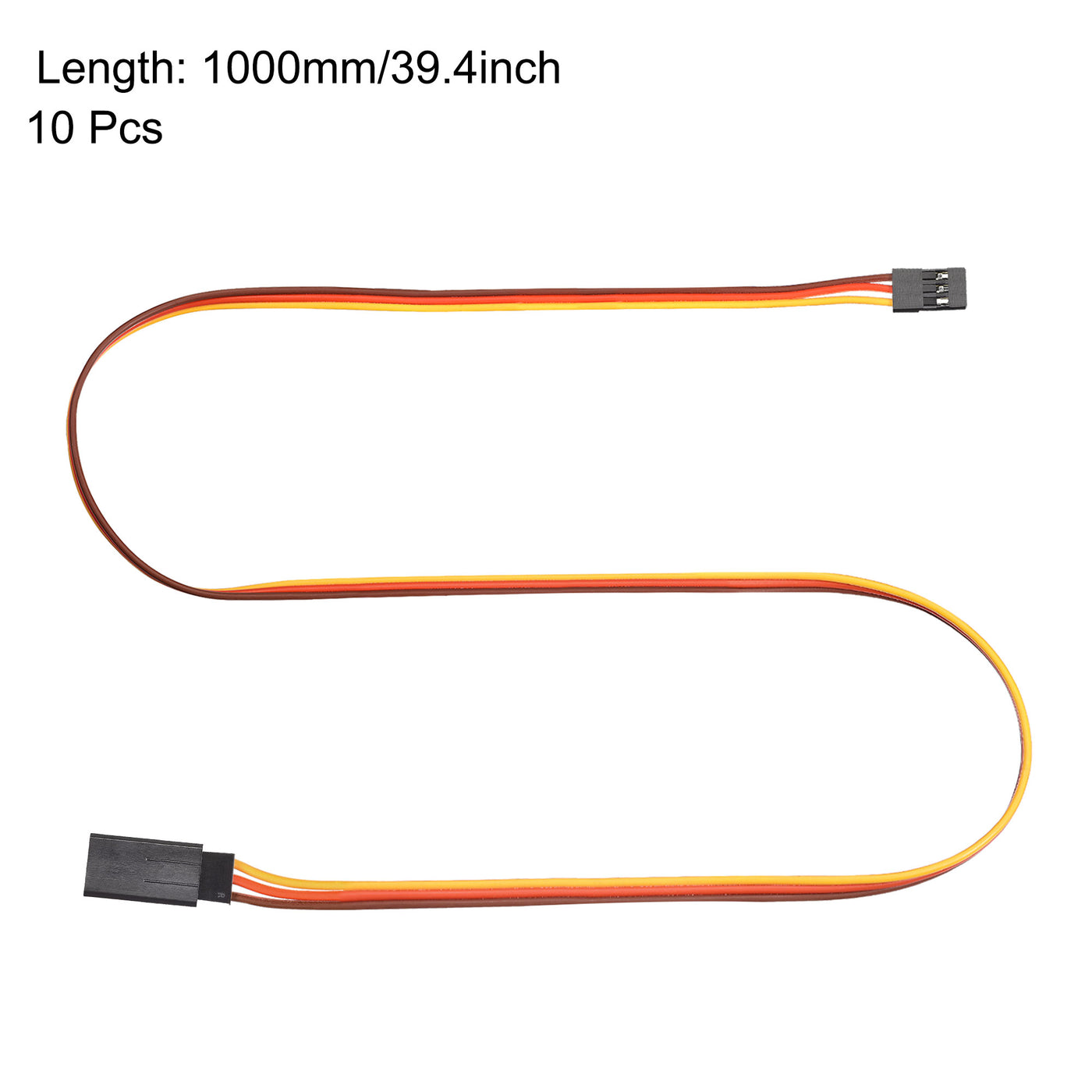 uxcell Uxcell 10pcs 3-Pin Servo Extension Cable Cord Connector Lead Wire Male to Female 22AWG 60-Cores Servo Receiver Wire