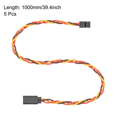 Harfington Uxcell 5pcs 3-Pin Servo Extension Cable Cord Connector Twist Wire Male to Female 22AWG 60-Cores Servo Receiver Wire