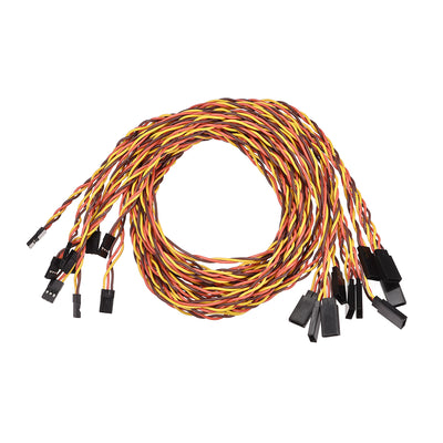 Harfington Uxcell 10pcs 3-Pin Servo Extension Cable Cord Connector Twist Wire Male to Female 22AWG 60-Cores Servo Receiver Wire