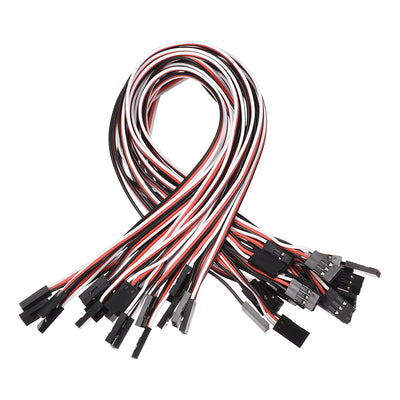 Harfington Uxcell 20pcs 3-Pin Servo Extension Cable Cord Connectors Lead Wire Male to Male 22AWG 30-Cores Servo Receiver Wire