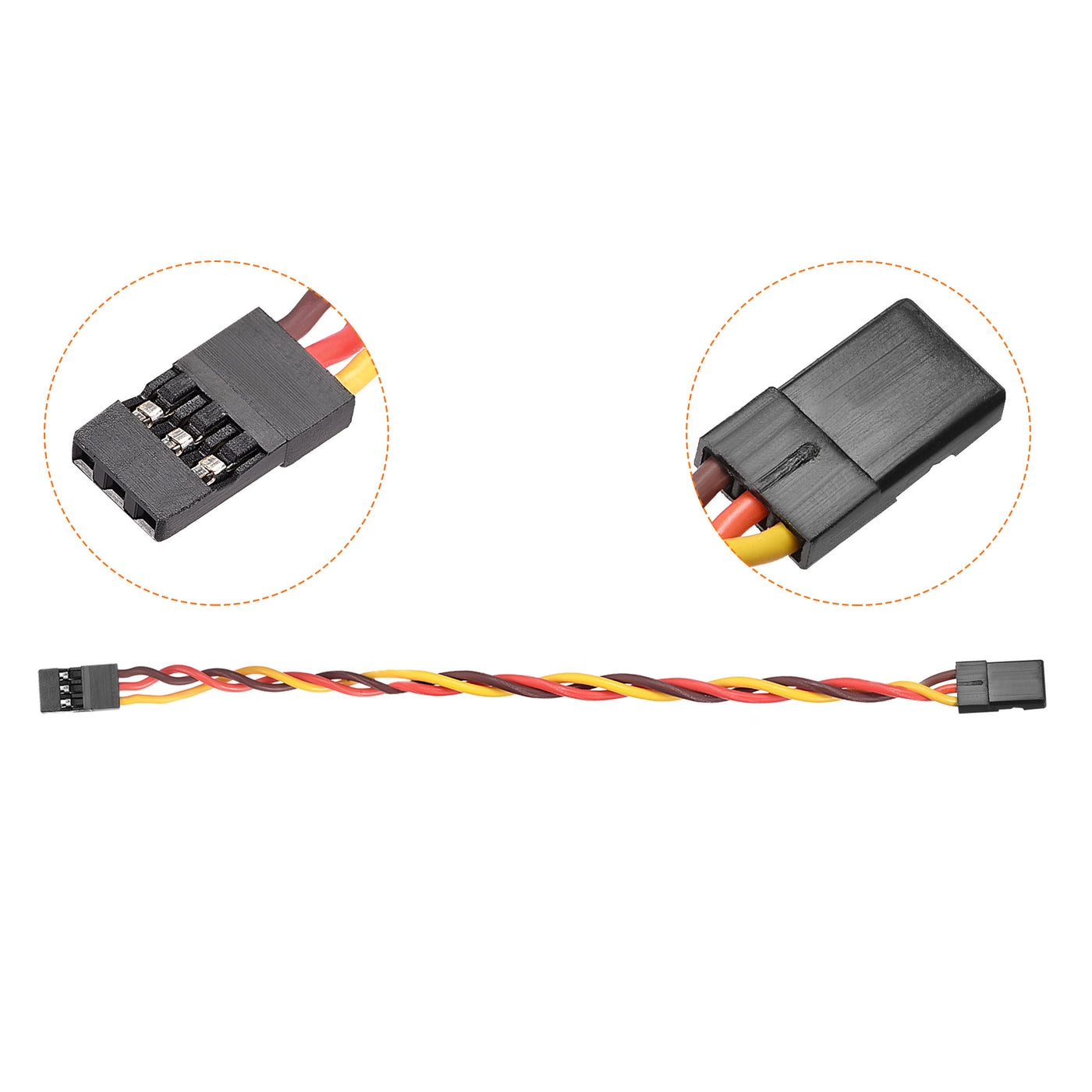 uxcell Uxcell 20pcs 3-Pin Servo Extension Cable Cord Connector Lead Wire Male to Male 22AWG Servo Receiver Wire
