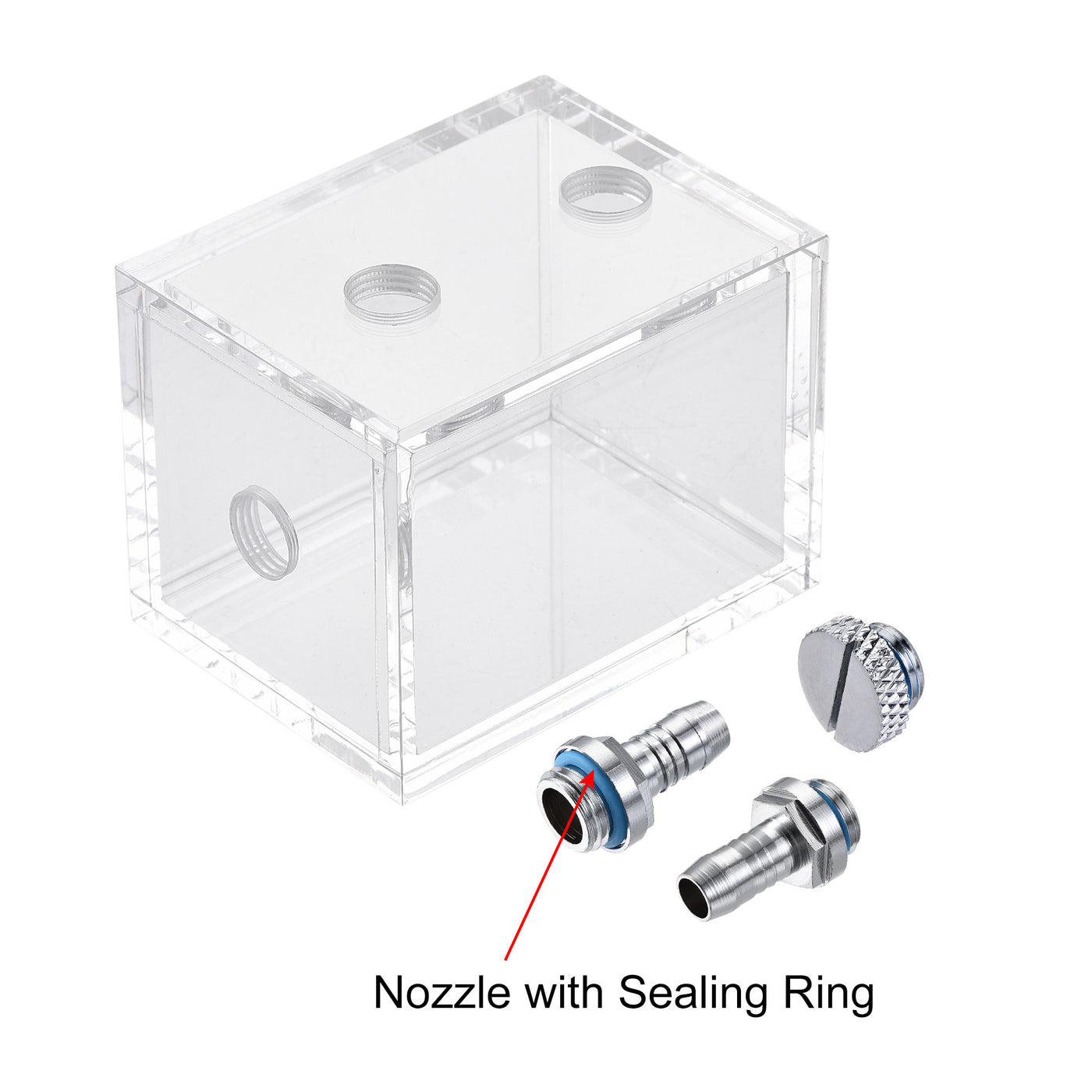 uxcell Uxcell Acrylic Water Cooling Tank Kit 80x60x60mm with Nozzles and End Cap
