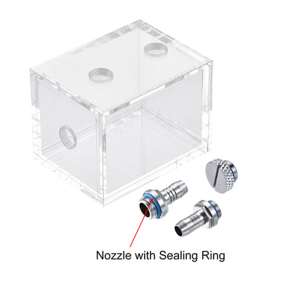 Harfington Uxcell Acrylic Water Cooling Tank Kit 80x60x60mm with Nozzles and End Cap