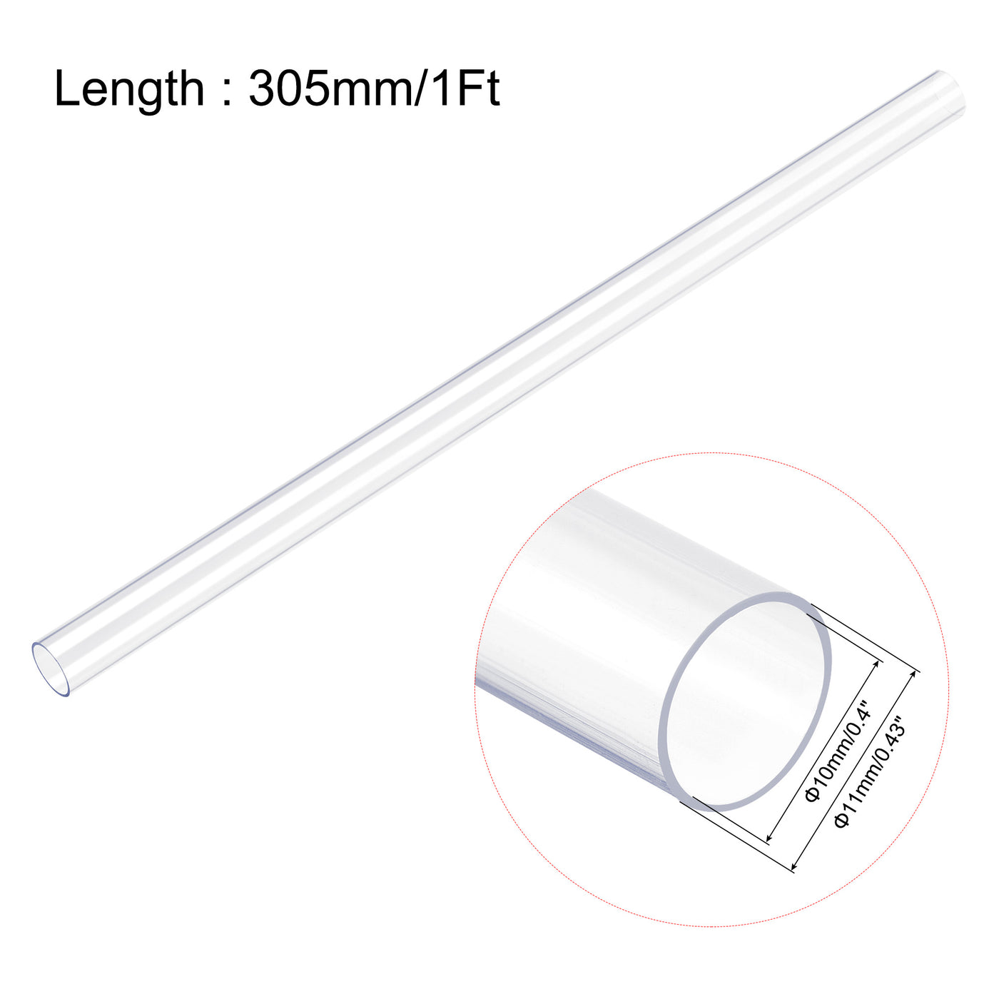 uxcell Uxcell Polycarbonate Rigid Round Tubing Plastic Tube
