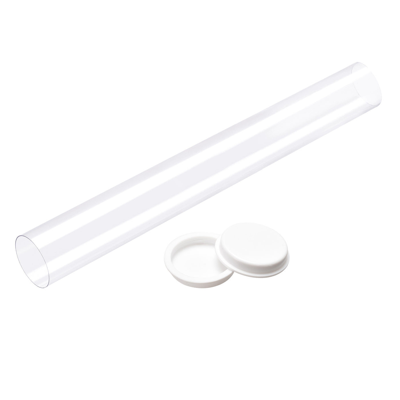 uxcell Uxcell Polycarbonate Rigid Round Clear Tubing 26mm(1 Inch)IDx28mm(1.1 Inch)ODx300mm(11.8 Inch) Length Plastic Storage Transparent Tube with White Lids