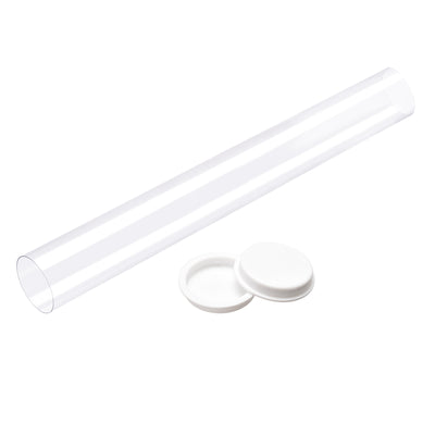 Harfington Uxcell Polycarbonate Rigid Round Clear Tubing 26mm(1 Inch)IDx28mm(1.1 Inch)ODx300mm(11.8 Inch) Length Plastic Storage Transparent Tube with White Lids