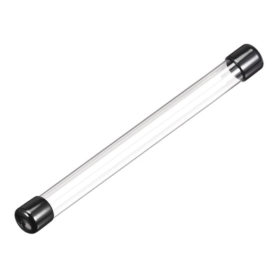 Harfington Uxcell Polycarbonate Rigid Round Clear Tubing 6mm(0.23 Inch)IDx8mm(0.31 Inch)ODx200mm(7.87 Inch) Length Plastic Storage Transparent Tube with Black Lids 2pcs