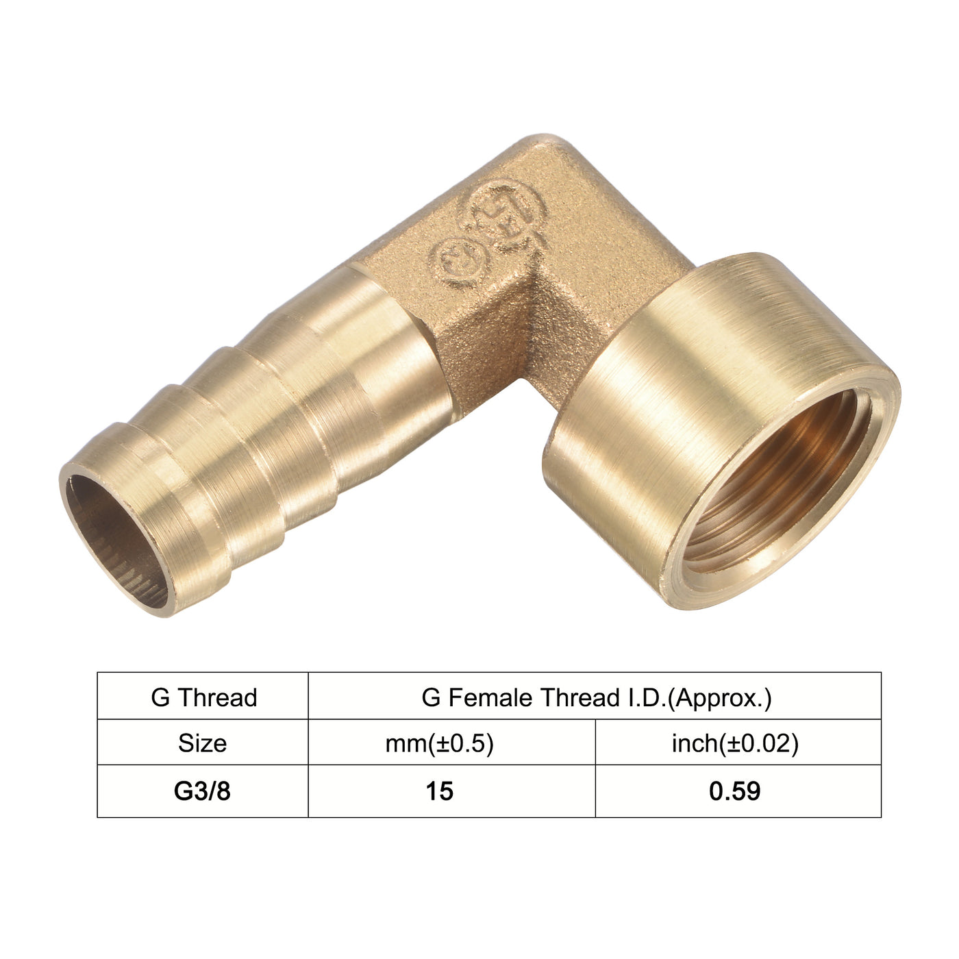 Uxcell Uxcell Brass Hose Barb Fitting Elbow 14mm x G3/8 Female Thread Right Angle Pipe Connector with Stainless Steel Hose Clamp
