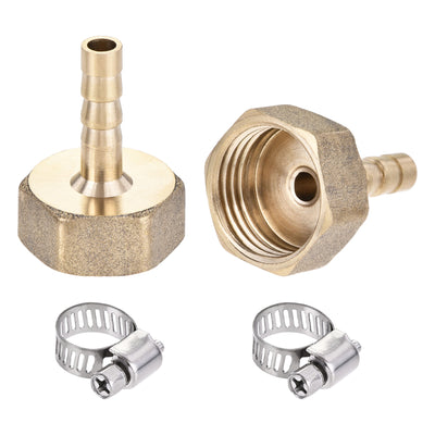 uxcell Uxcell Brass Barb Hose Fitting Connector Adapter 6mm Barbed x G3/8 Female Pipe with 6-12mm Hose Clamp 2Set