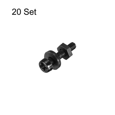Harfington Uxcell M5x45mm Nylon Screw Nut Washer Assortment Kit Black 20 Set