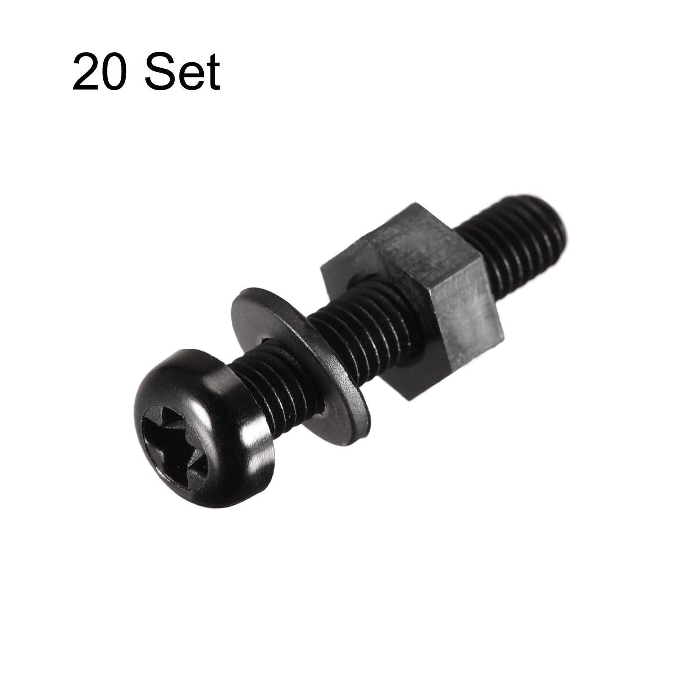 Uxcell Uxcell M5x45mm Nylon Screw Nut Washer Assortment Kit Black 20 Set