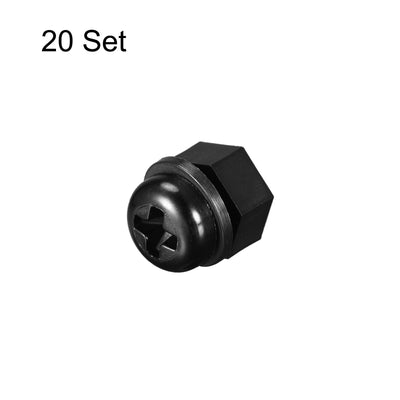 Harfington Uxcell M5x45mm Nylon Screw Nut Washer Assortment Kit Black 20 Set