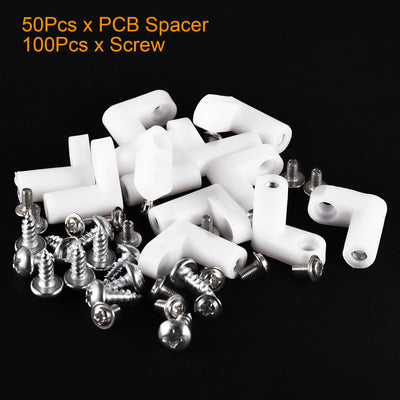 Harfington Uxcell 50Pcs Circuit Board PCB Spacers L Shape Insulated Plastic Fixed Mounting Feet 0.8'' Supporting Height with Screws