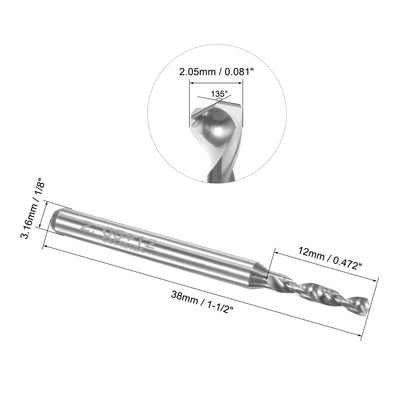Harfington Uxcell 2.6mm Tungsten Carbide Spiral Flute 1/8" Shank Circuit Board PCB Drill Bit 8pcs